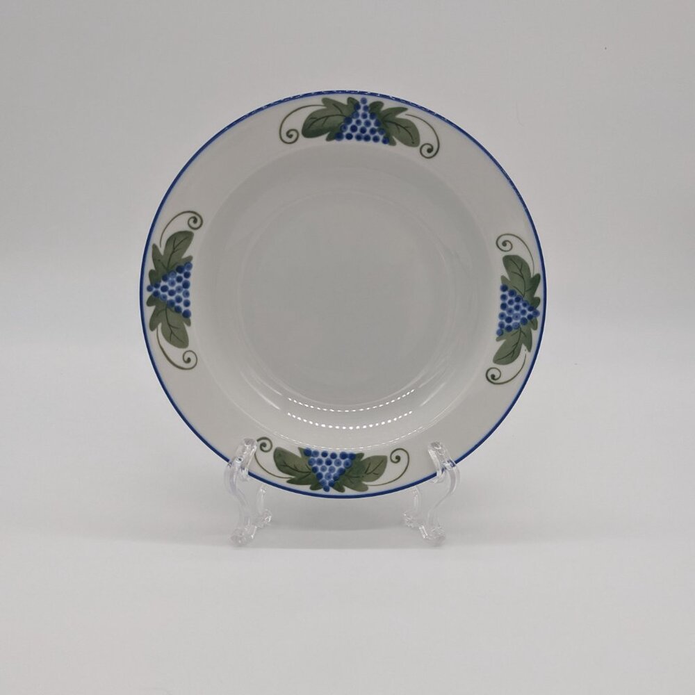 Dansk Provence Harvest Two Rim Soup Bowls Blue Green Some Scuffing Wear Used - Picture 2 of 6